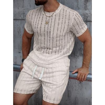 Polera Hombre Manga Corta Tejida Estilo Casual Verano 0260 Beige S