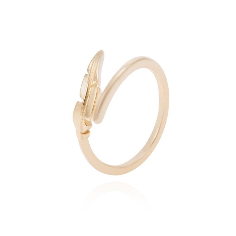 Anillo Revestido en Oro 18kt Diseno de Hojas Estilizadas Amarillo 10