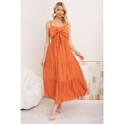 Maxi Vestido Mujer Largo Liso Tirantes Ajustables Eventos Fiesta 3361 Terracota S