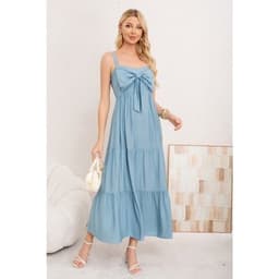 Maxi Vestido Mujer Largo Liso Tirantes Ajustables Eventos Fiesta 3361 Celeste L