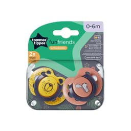 Chupete de silicona ortodontico 0-6 meses 2 unidades Fun Friends amarillo rosado