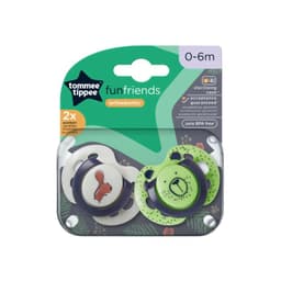 Chupete de silicona ortodontico 0-6 meses 2 unidades Fun Friends gris verde