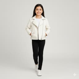 Chaquetas Ecocuero Nina Estilo Motociclista Blanco 10