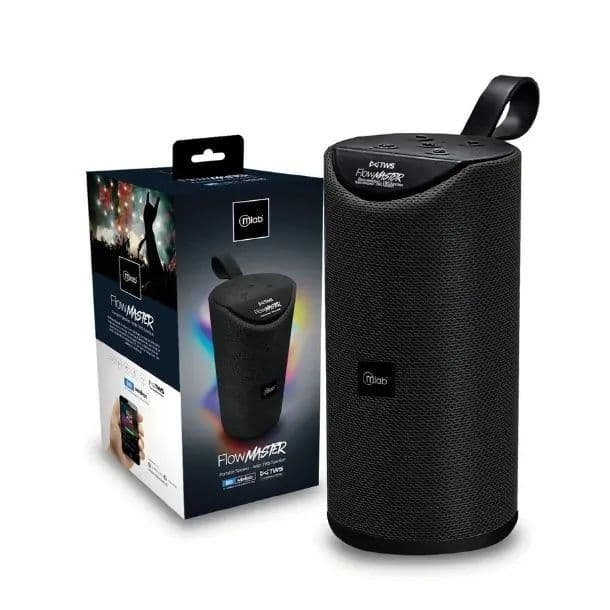 Parlante Bluetooth FM Radio Flow Master- TWS Red Black Blue Parlante Recargable - NEGRO