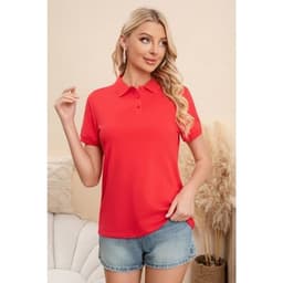 Polera Pique Mujer Algodon Primavera Verano Elasticada Colores 0069 Rojo S