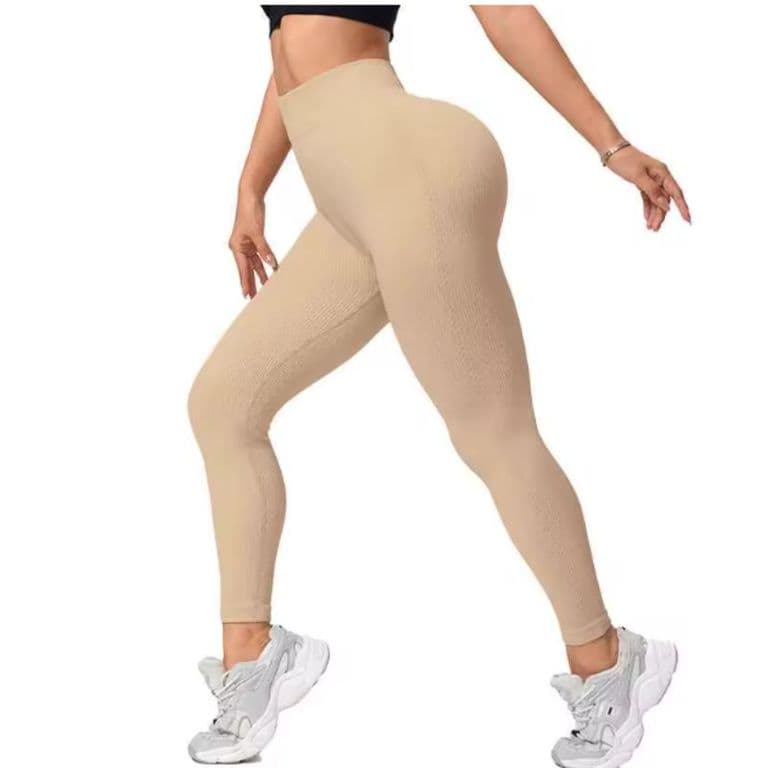 Calza Mujer Deportiva Acanalada Fitness GyM Levanta Cola 9007 Beige L/XL
