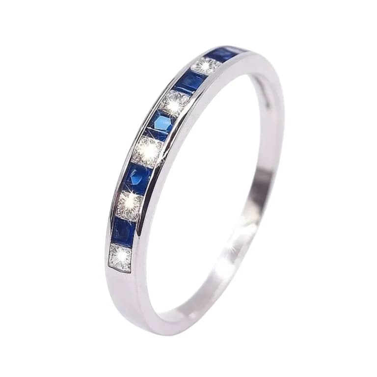 Anillo Riel 11 Circones Azul Plata 925 Azul 11