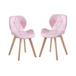 Pack 2 Silla de comedor radar wood asiento ecocuero Rosado claro