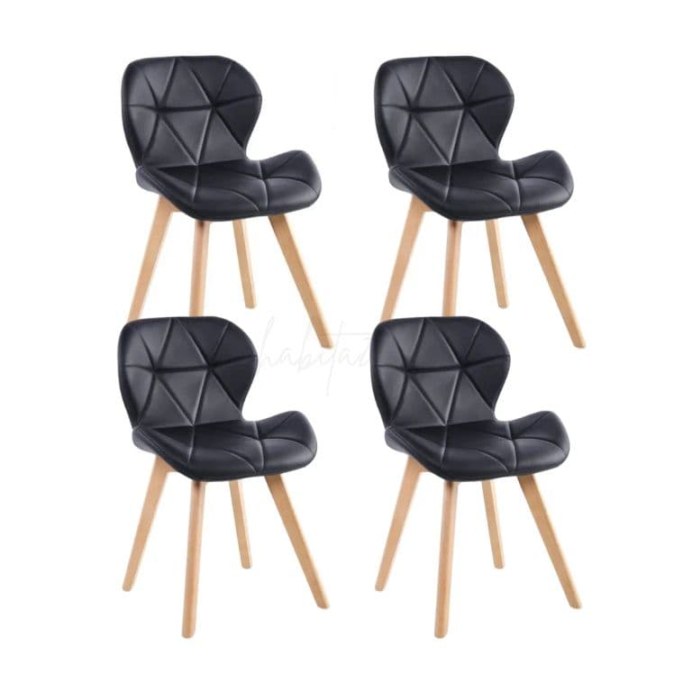 Pack de 4 Silla Aviador Mariposa Radar Wood Negro