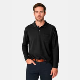 Polera Pique Manga Larga Negro XL