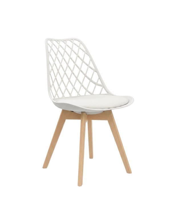 Silla de comedor acolchada Tulip Mesh Blanco