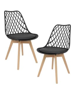Pack 2 Silla de comedor acolchada Tulip Mesh Negro