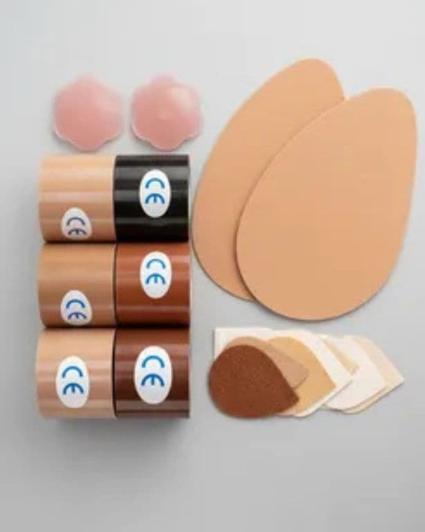 Cinta Lifting para Busto + Cubre Pezon Set Completo Boob Tape Beige TALLA UNICA