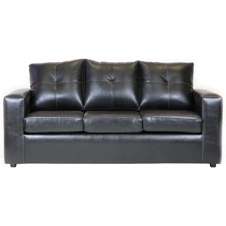 Sofa Emanuel 3 Cuerpos - Cuero Sintetico Pu / Negro