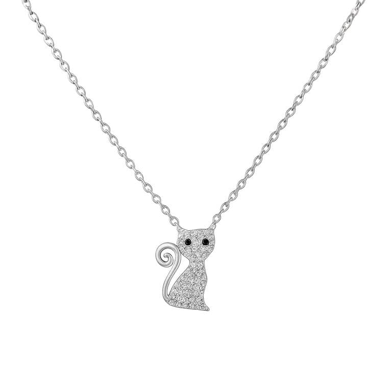 Collar Gato Circones Rodinado Plata 925 Plateado 45