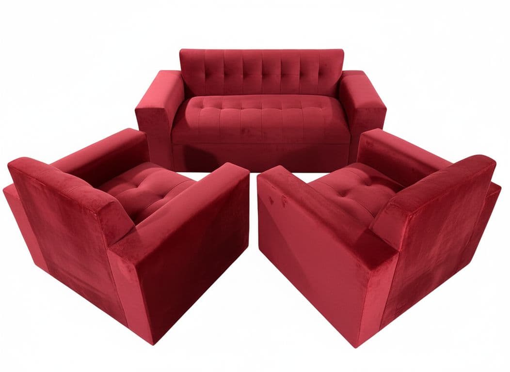 JUEGO DE LIVING ROJO FELPA Rojo