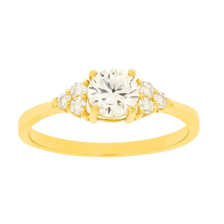 Anillo Solitario Alto enchapado en oro de 18k Dorado 17