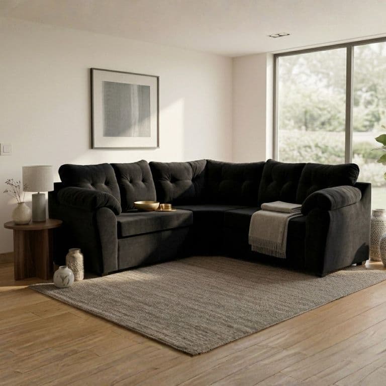 Sofa Seccional 2.1.2 Polonia Felpa Negro