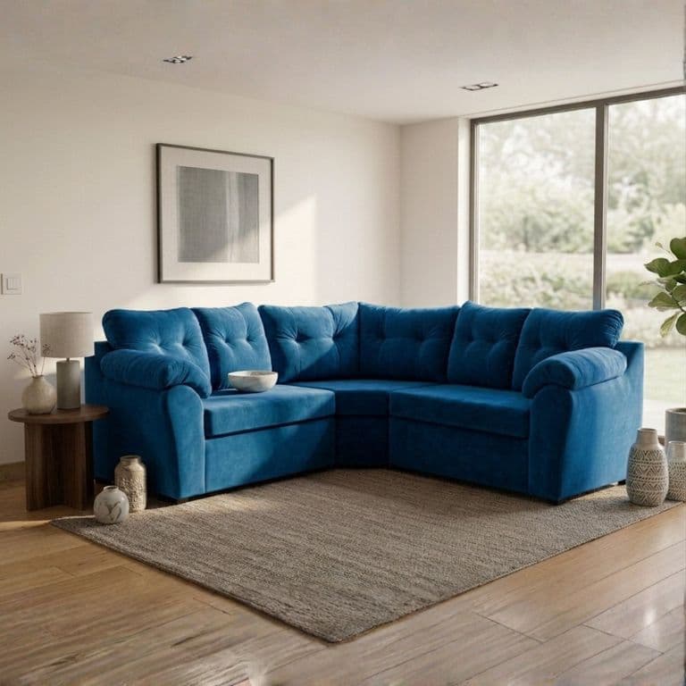 Sofa Seccional 2.1.2 Polonia Felpa Azul marino