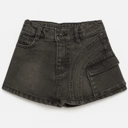 Falda Short Mezclilla Nina Cargo Juvenil Negro
