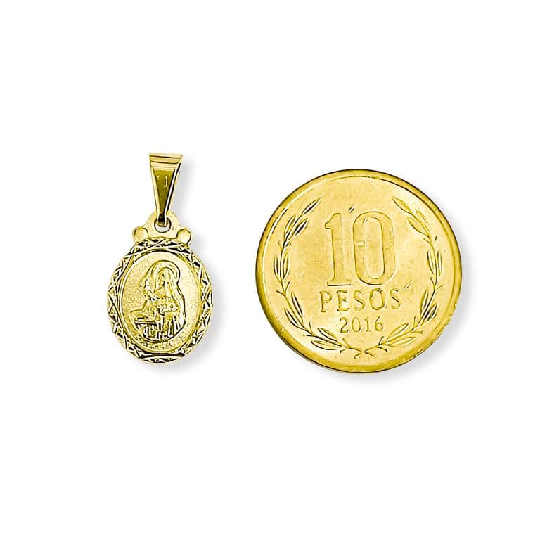 Colgante Medalla Virgen Santa Rita 12mm Ovalado Borde Enchapado Oro 18K Dorado TALLA UNICA