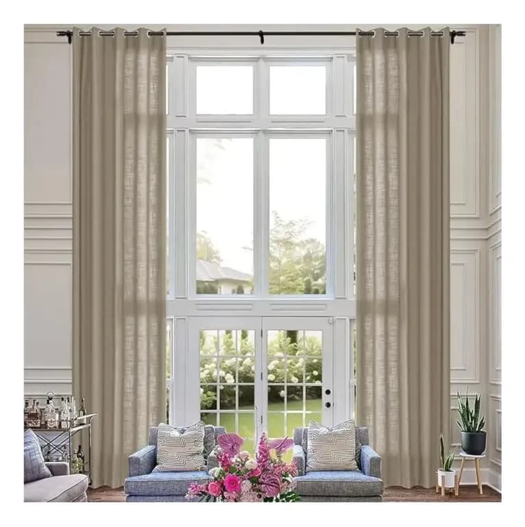 Cortina Visillo 1 Pano Cortina 8 Anillos Deco 140x230cm - Beige