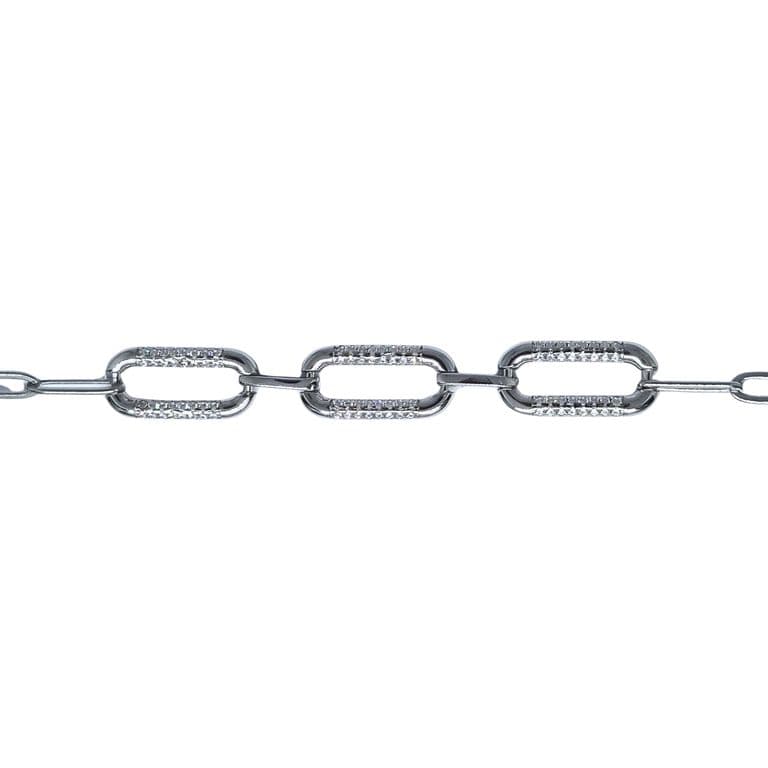 Pulsera Eslabones con Circon Plata 925 17cm Blanco 17