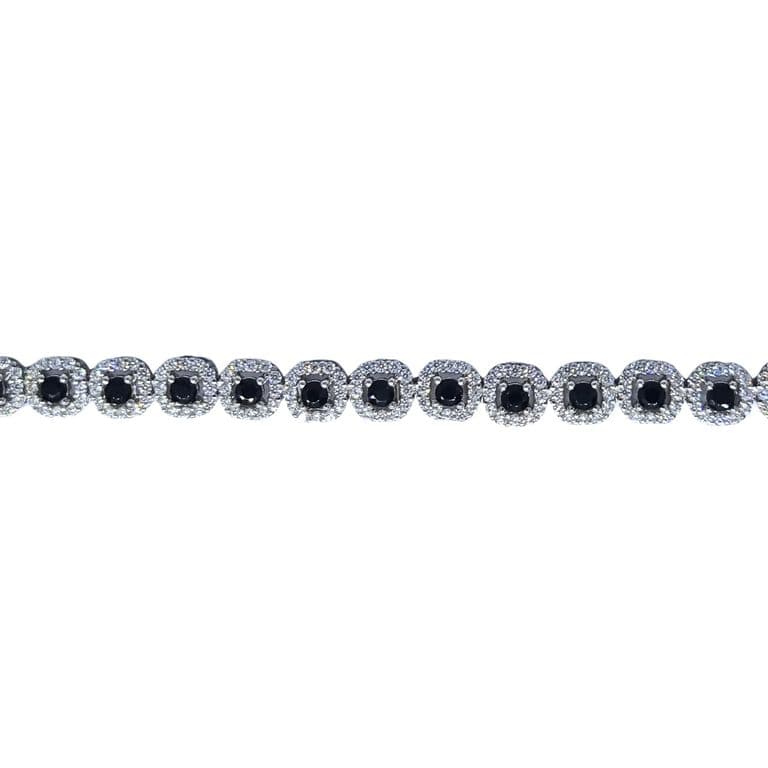 Pulsera Rosetas Mini Plata 925 17 a 20cm Negro 17