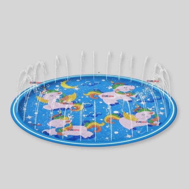 Alfombra Piscina Agua Rociador Para Nino Color Azul 100 cm