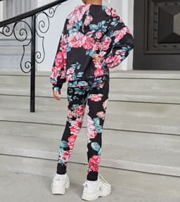 Conjunto Infantil Floral Sudadera con Capucha + Leggings Estampados Multicolor 8