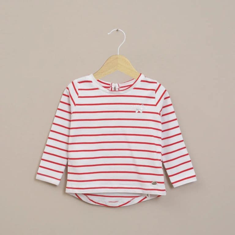 Polera Infant Nina Blanca Con Lineas Rojas Blanco 3 ANOS