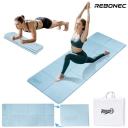 Colchoneta Mat Yoga Deportiva Plegable TPE Grueso 8mm Bolso Azul