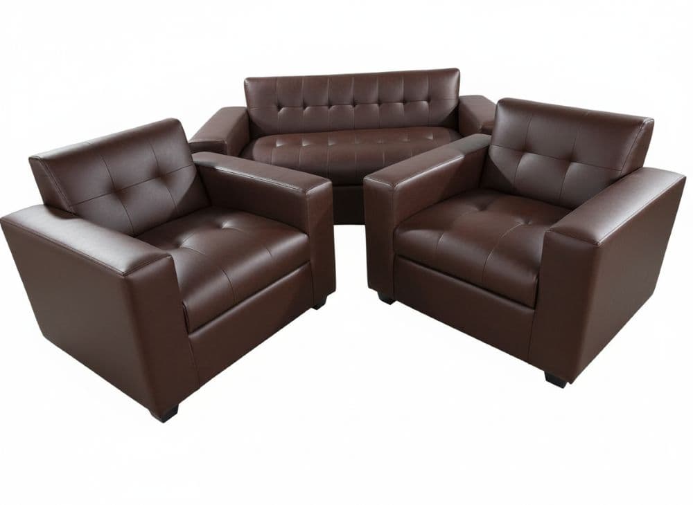 JUEGO DE LIVING 3 CUERPOS ECOCUERO CHOCOLATE