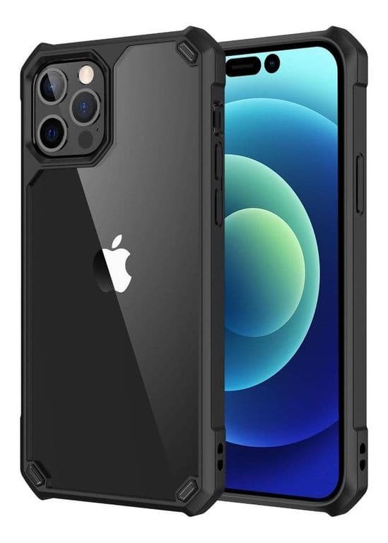 Carcasa para iPhone 14 Pro Transparente Bordes Negros Reforzada
