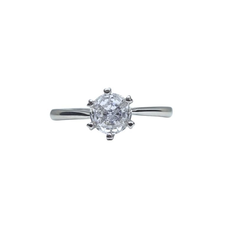 Anillo Solitario 6 engastes Plata Italiana 925 con Circon de 6mm Plateado 15