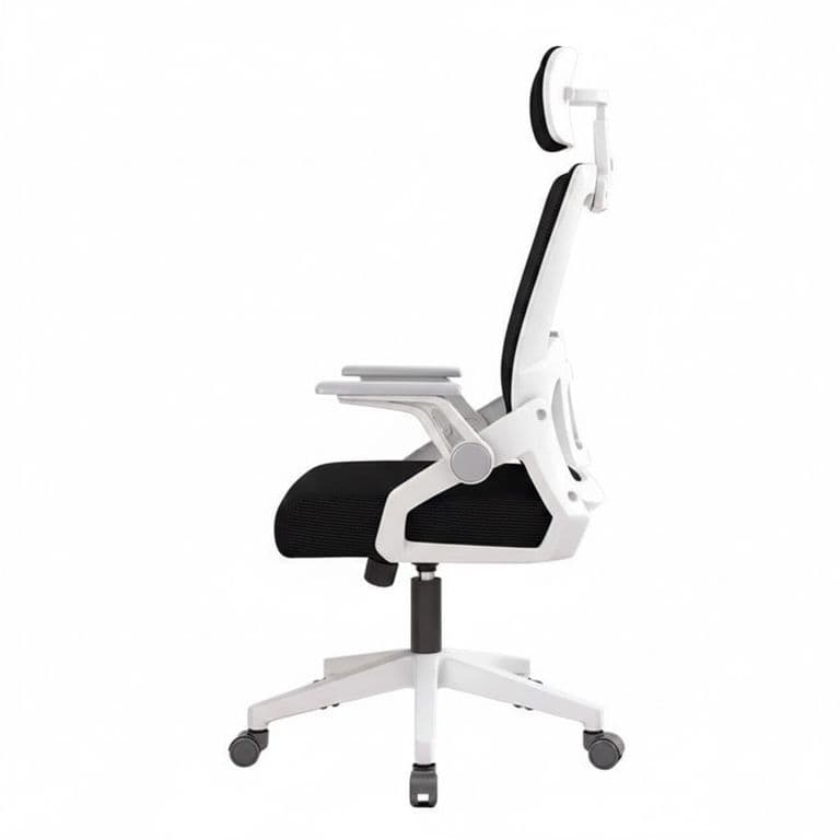 Silla Oficina Con Cabecero Ergonomico Malla Mesh Home Office Blanco