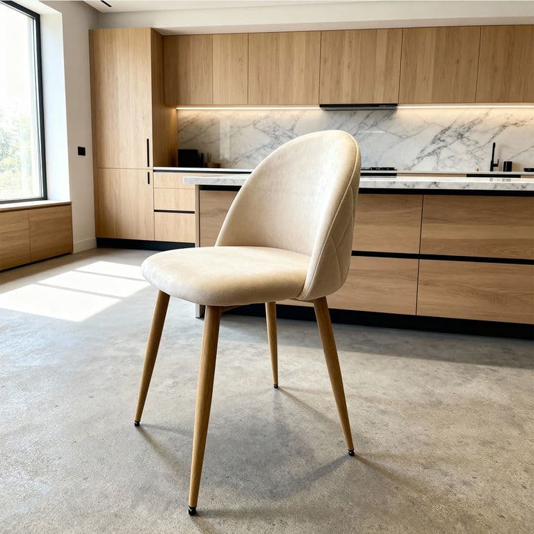 Silla Comedor Moderna Acolchada Metal Sora Velvet Beige Beige