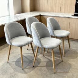 Pack 4 Silla Comedor Moderna Acolchada Metal Sora Velvet Gris Gris claro