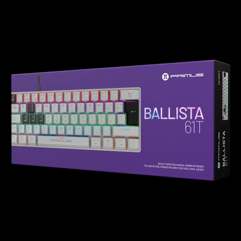 Teclado gamer 60% BALLISTA61T PKS-060W-S con cable