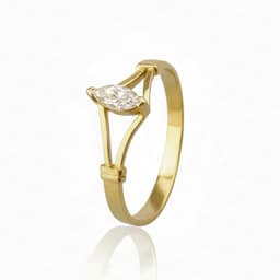 Anillo Oro 18kt Platino Solitario Navette Circonita Blanco 11