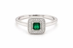 Anillo Halo Esmeralda Plata 925 Verde 12