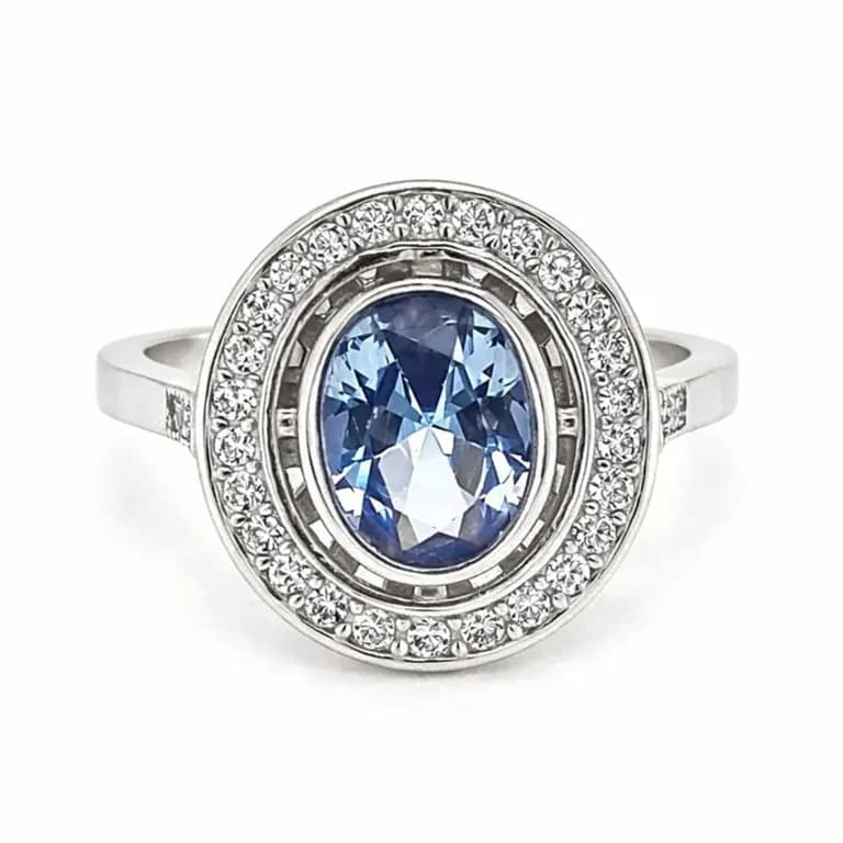 Anillo Agua Marina Ovalado Plata 925 Celeste 16