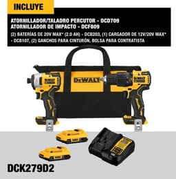 Taladro Dcd709 + Llave De Impacto 14 Dcf809 Dck279d2