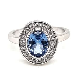 Anillo Ovalado Agua Marina Riel Plata 925 Celeste 18