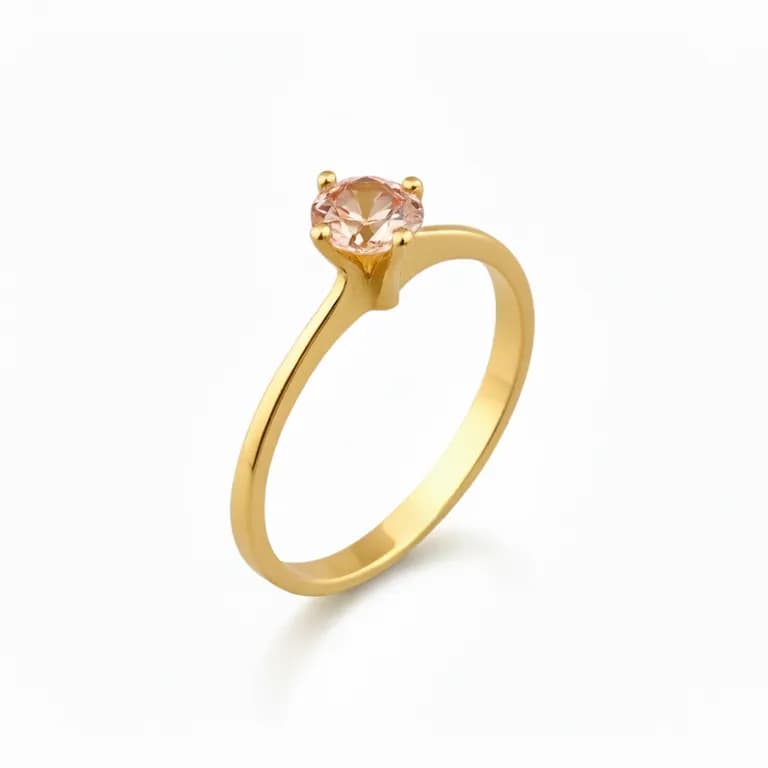 Anillo Oro 18kt Solitario Clasico Circonita Rosa Amarillo 11