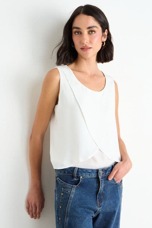 Blusa Lisa Sin Mangas Mujer Crudo Crudo 36