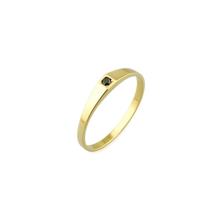 Anillo Oro 18kt Platino Minimalista Plano Circonita Amarillo 8