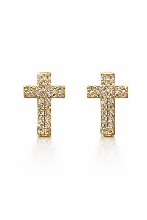 Aros Cruz Enchapado en oro de 18k Dorado ...