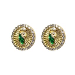 Aros Religioso Verde Enchapado en oro de 18k Dorado ...