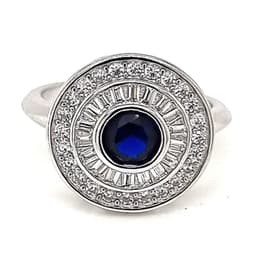 Anillo Redondo Zafiro Plata 925 Azul 14